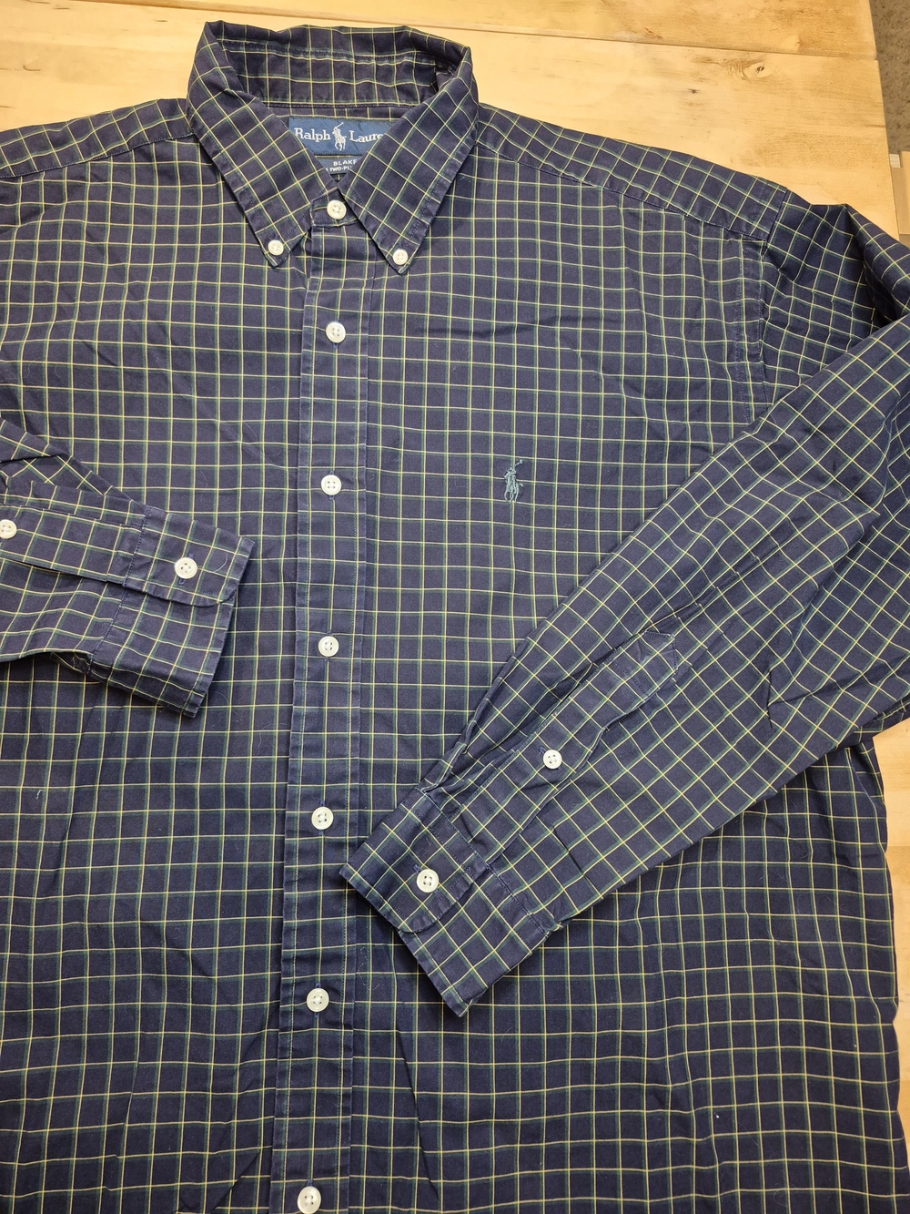 Polo by Ralph Lauren Navy and Green Plaid Button-Down Shirt